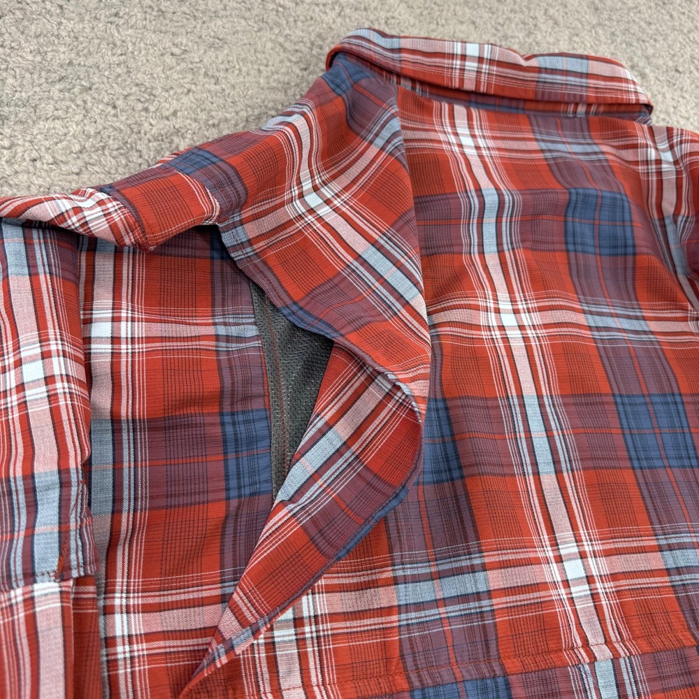 Columbia Omni-Shade Plaid Button Down Shirt Mens 2X Red Blue XS1181 Long Sleeve - Picture 12 of 14